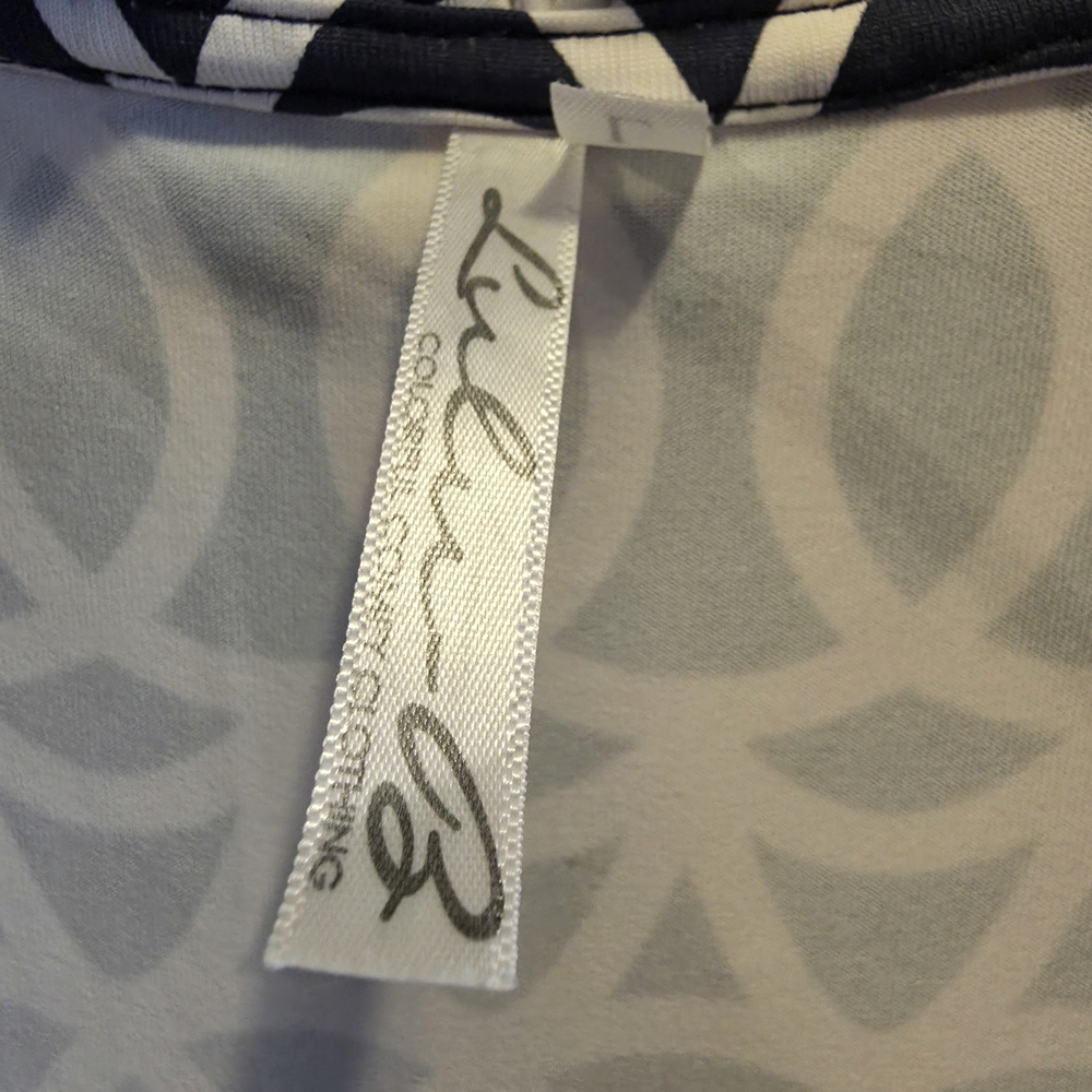 Lulu-B Navy and White Geometric Midi Dress - Picture 4 of 4